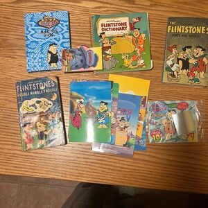 Vintage Lot of Flintstone Memorabilia- Postcards, Books